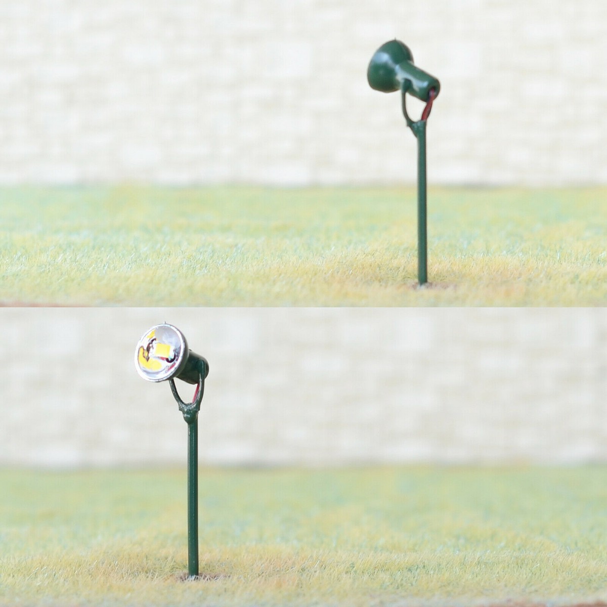 2 x HO scale LED spotlight model limelight projector street lamp post lights #6M